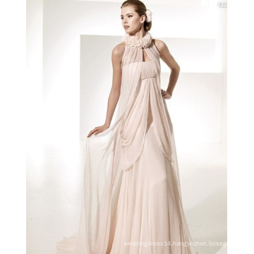 Empire Sheath Column Sweetheart Chapel Train Chiffon Draped Ruffled Wedding Dress